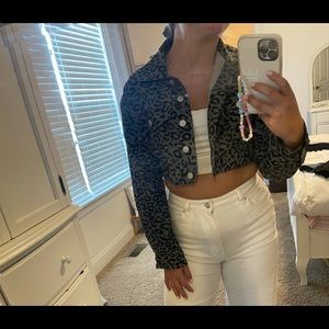 Cheetah/ leopard print army green khaki jacket